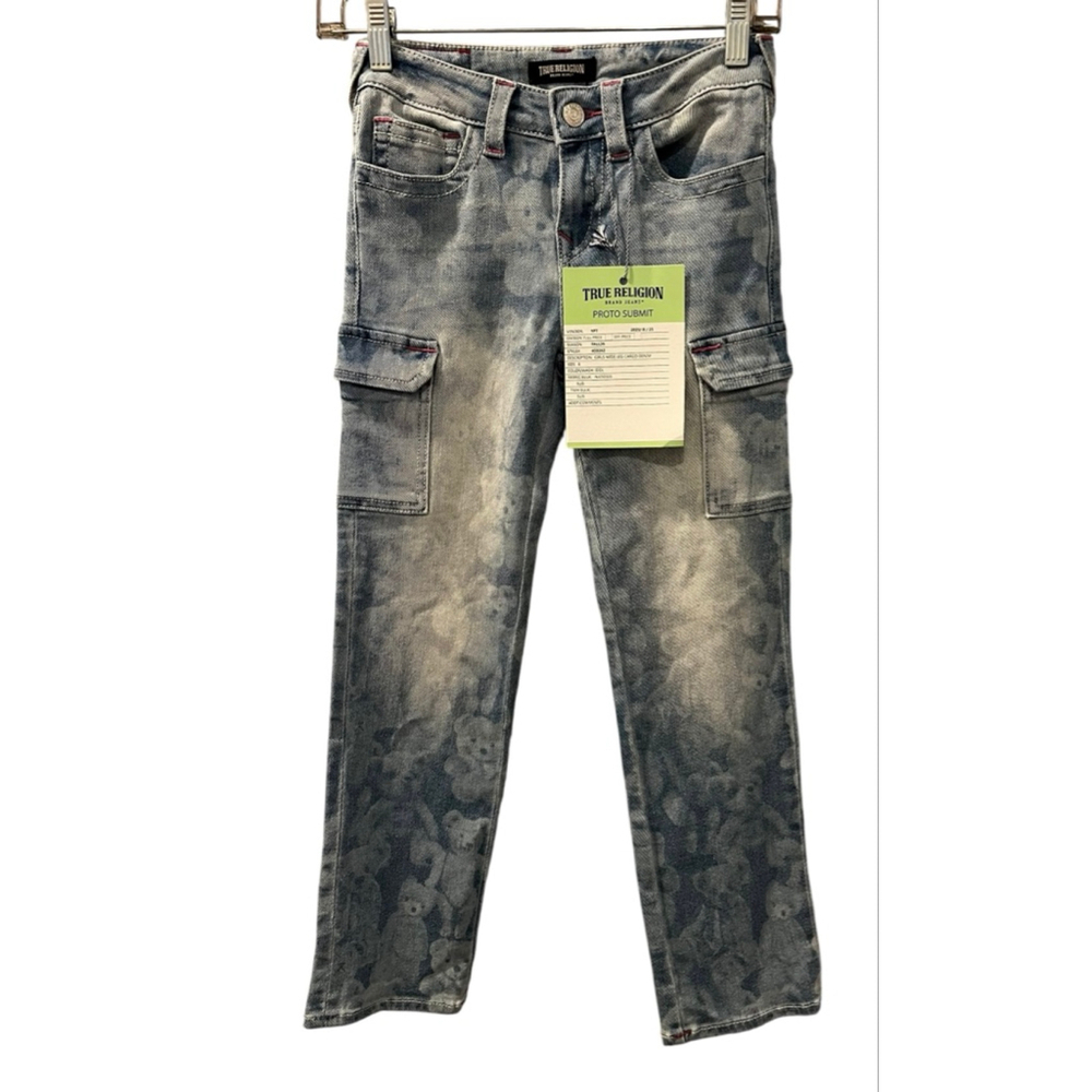 True Religion Teddy Bear Proto Submit Sample Size 8 Girls Cargo Jeans Wide RARE - Picture 2 of 13